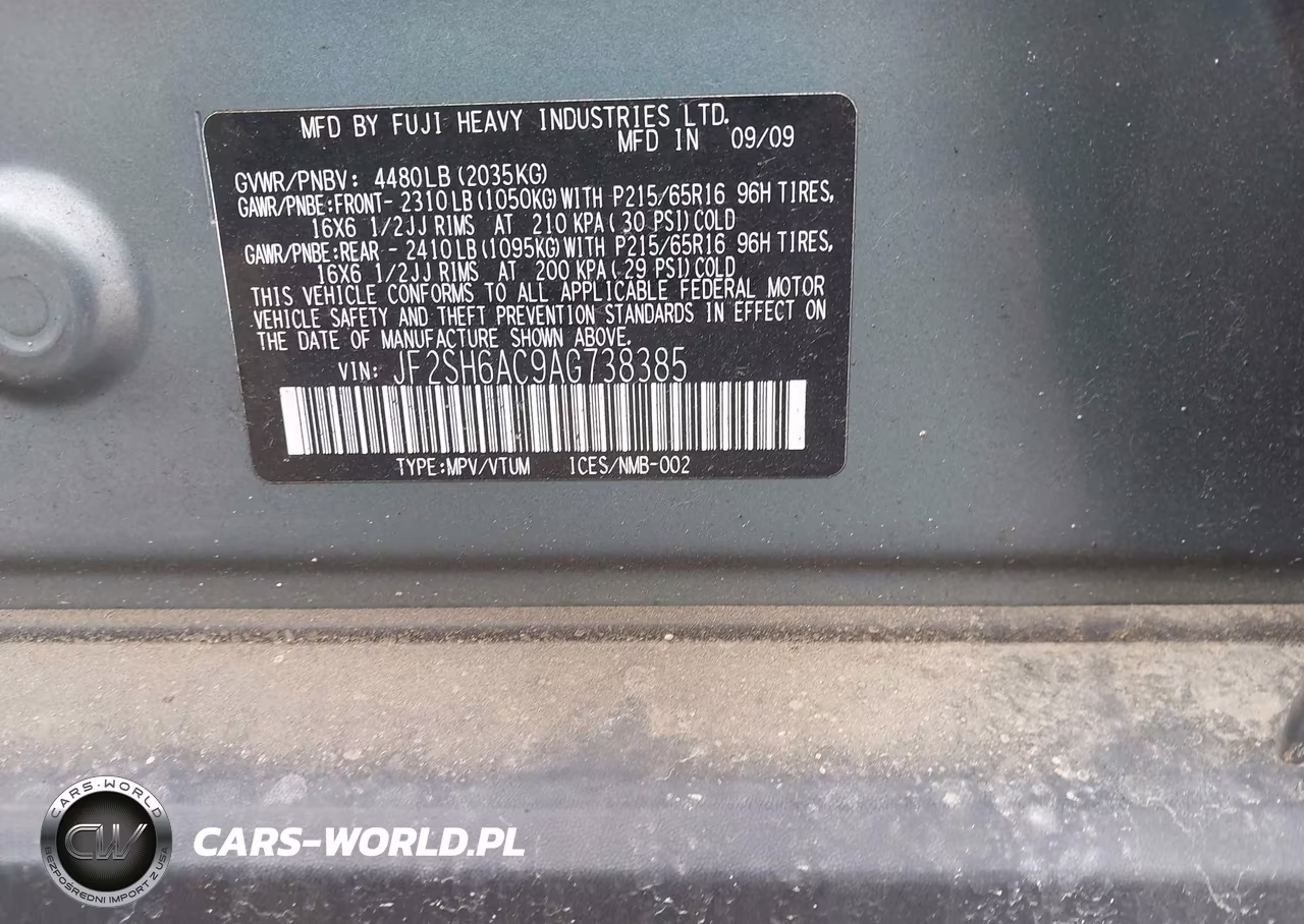 2010 Subaru Forester 2.5X VIN:JF2SH6AC9AG738385 - 9