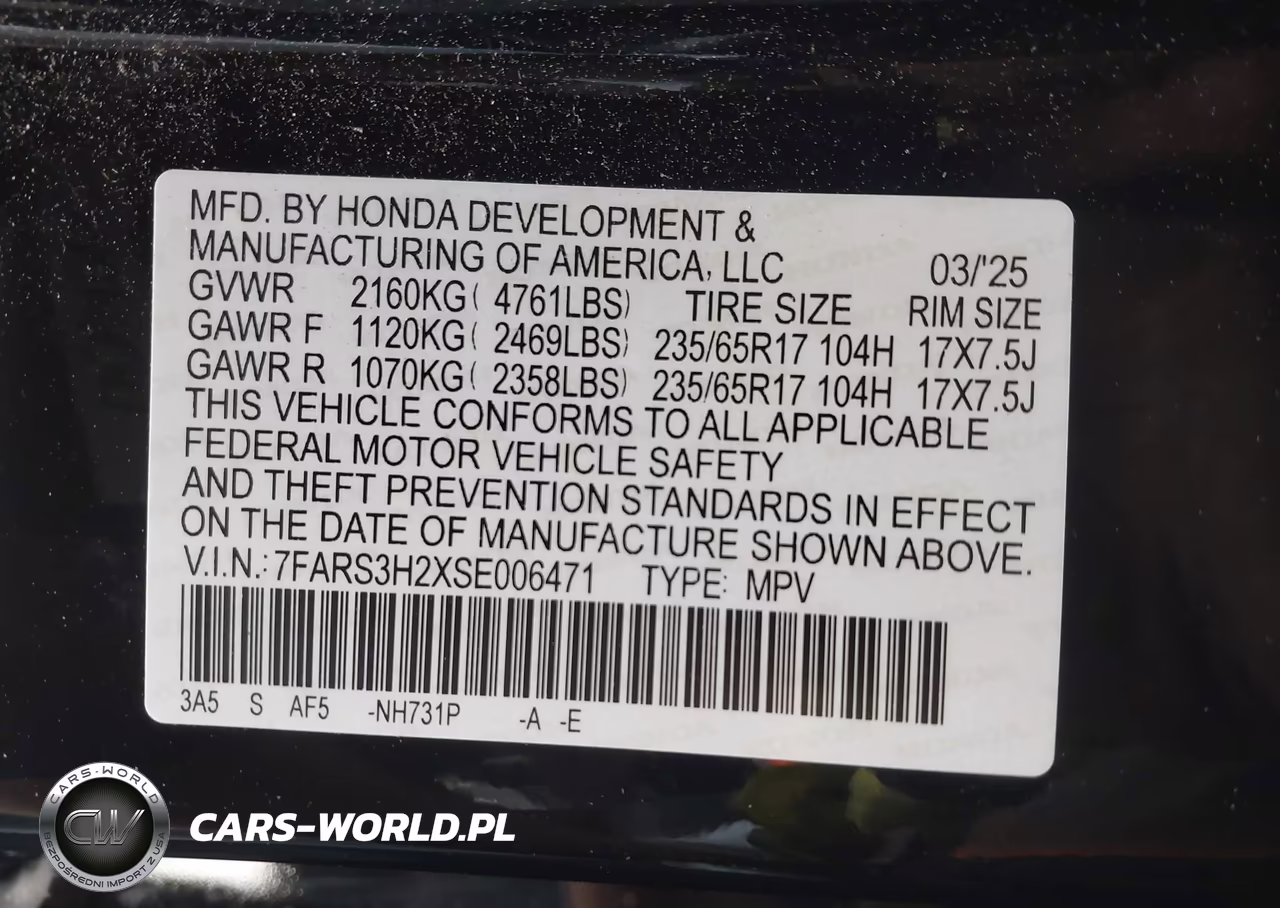 2025 Honda Cr-V Lx 2Wd VIN:7FARS3H2XSE006471 - 9