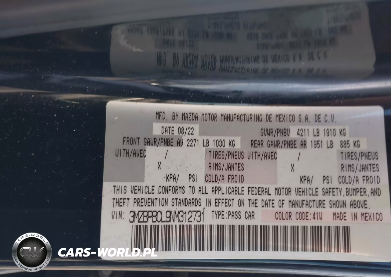 2022 Mazda Mazda3 VIN:3MZBPBCL9NM312731 - 9