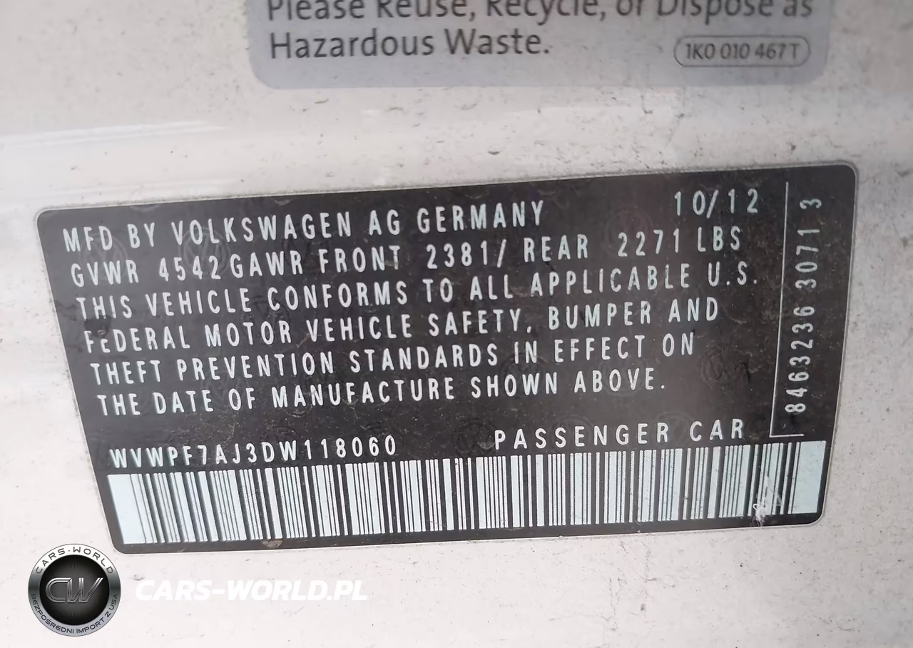 2013 Volkswagen Golf R 4-Door VIN:WVWPF7AJ3DW118060 - 9