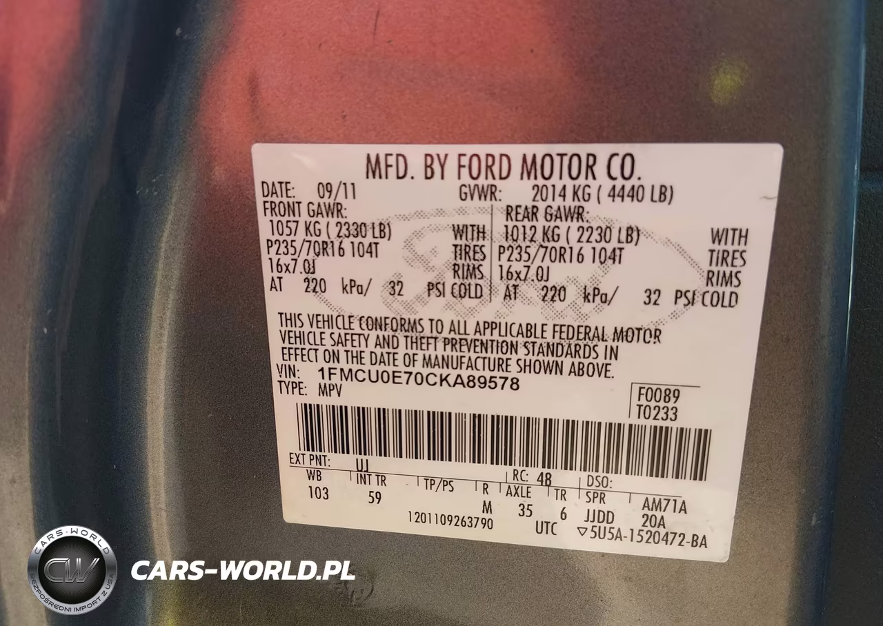2012 Ford Escape Limited VIN:1FMCU0E70CKA89578 - 9