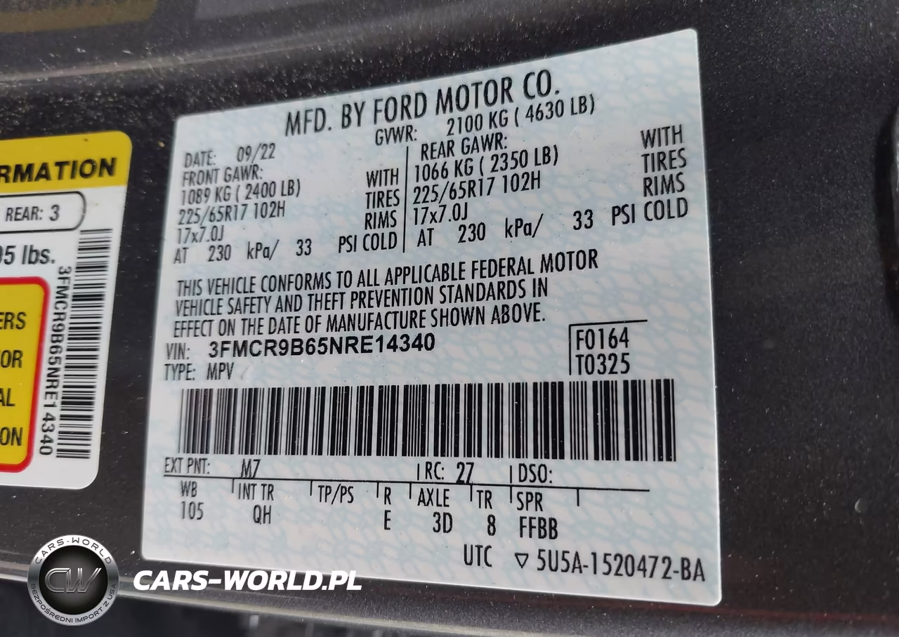 2022 Ford Bronco Sport Big Bend VIN:3FMCR9B65NRE14340 - 9