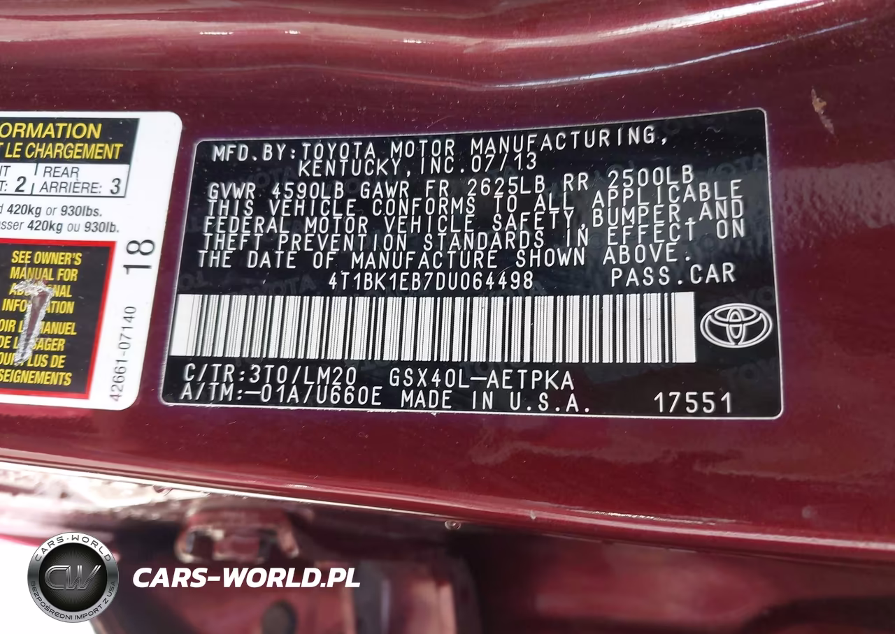 2013 Toyota Avalon Limited VIN:4T1BK1EB7DU064498 - 9