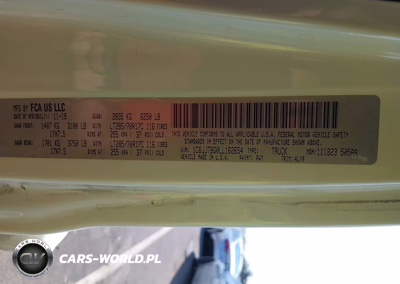 2020 Jeep Gladiator Rubicon 4X4 VIN:1C6JJTBG0LL162654 - 9
