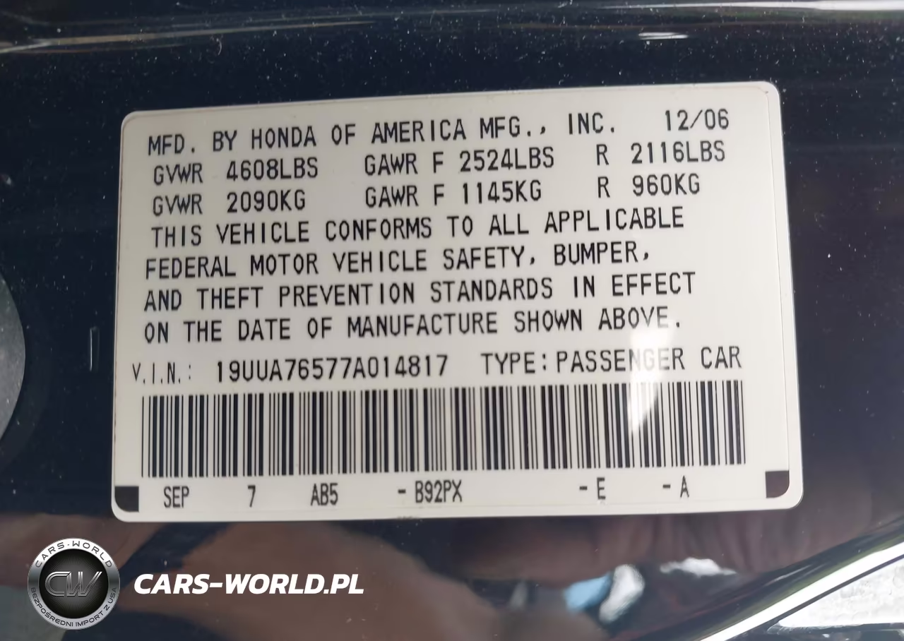 2007 Acura Tl Type S VIN:19UUA76577A014817 - 9