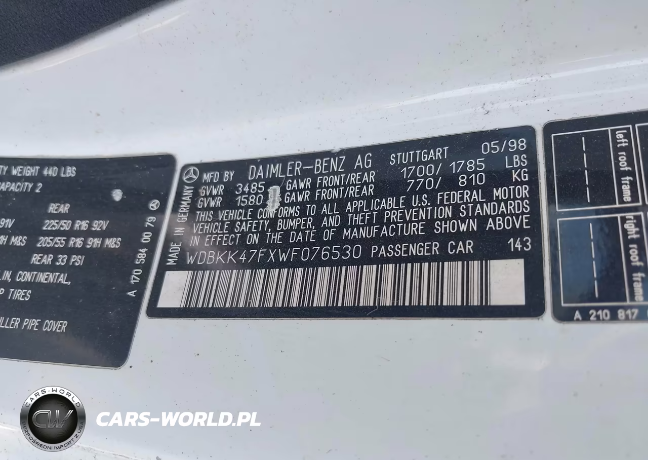 1998 Mercedes-Benz Slk 230 VIN:WDBKK47FXWF076530 - 9