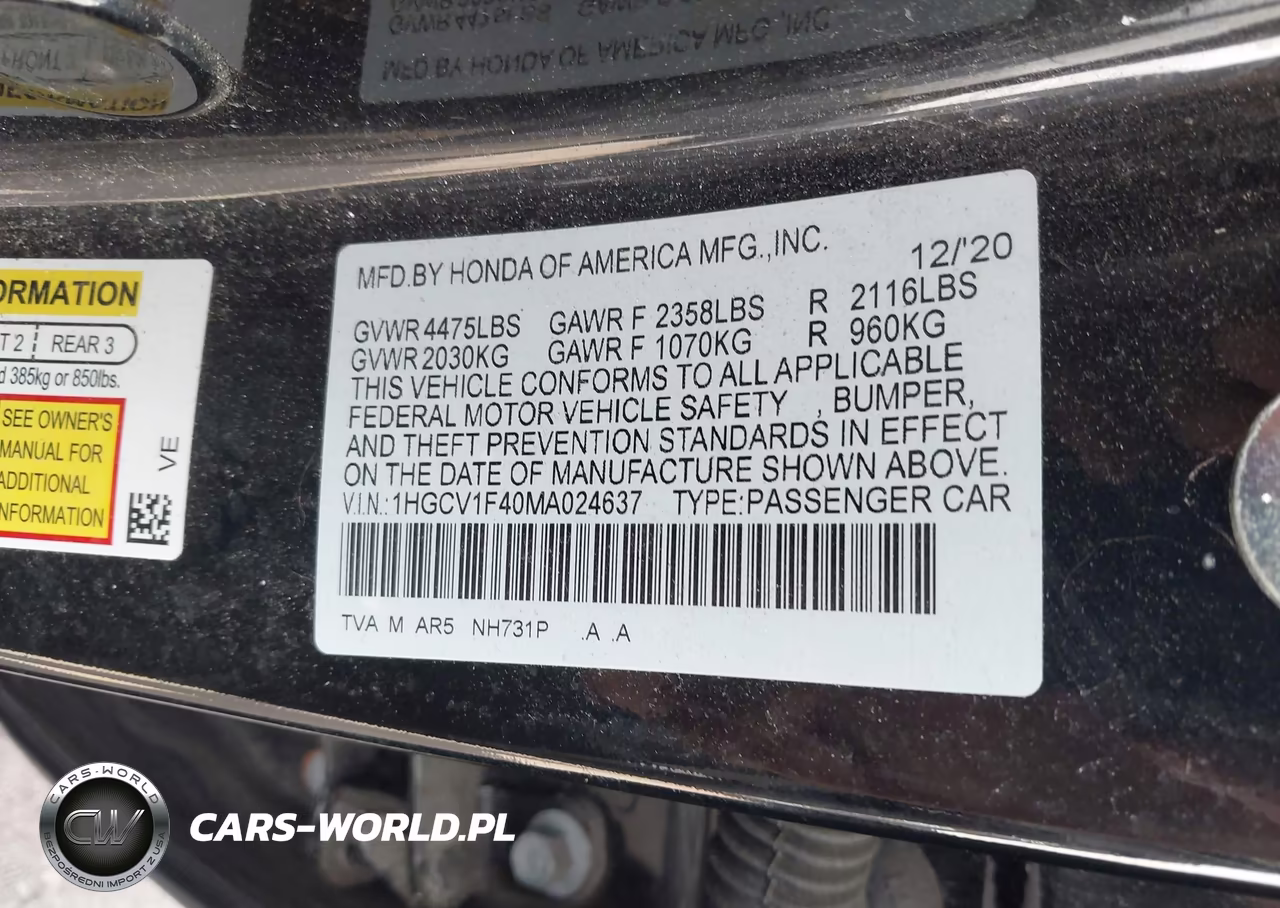 2021 Honda Accord Sport Special Edition VIN:1HGCV1F40MA024637 - 9