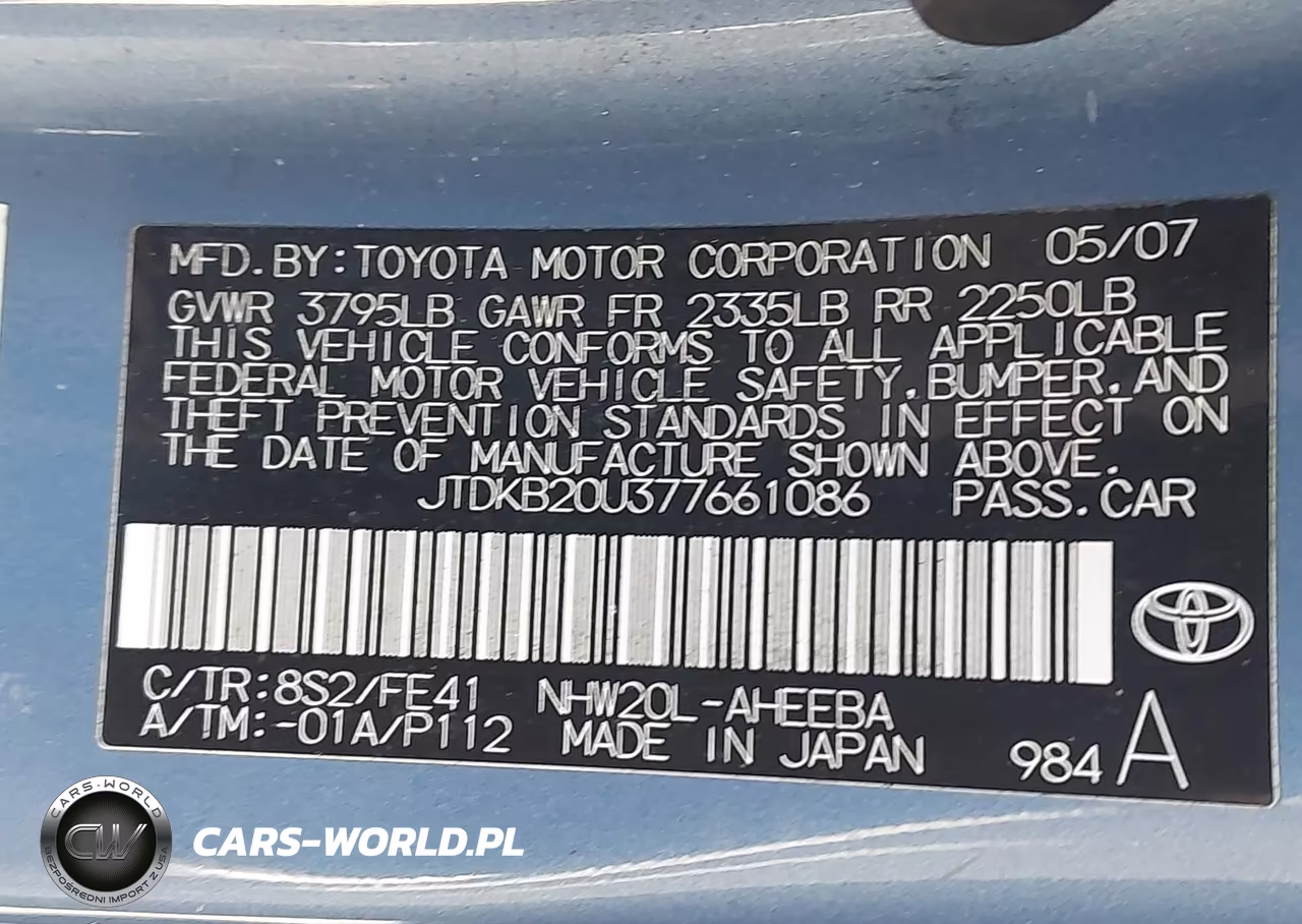 2007 Toyota Prius VIN:JTDKB20U377661086 - 9