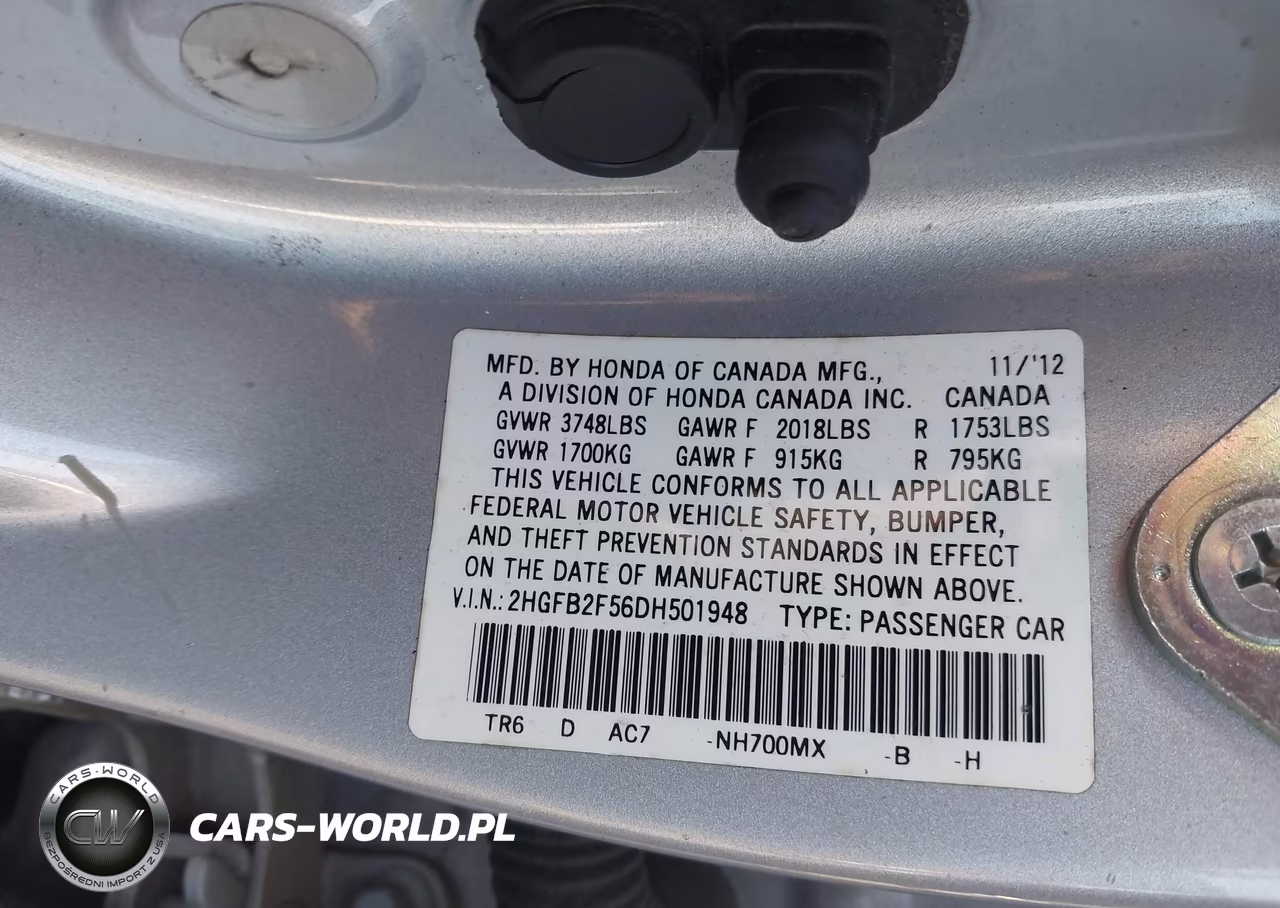 2013 Honda Civic Lx VIN:2HGFB2F56DH501948 - 9