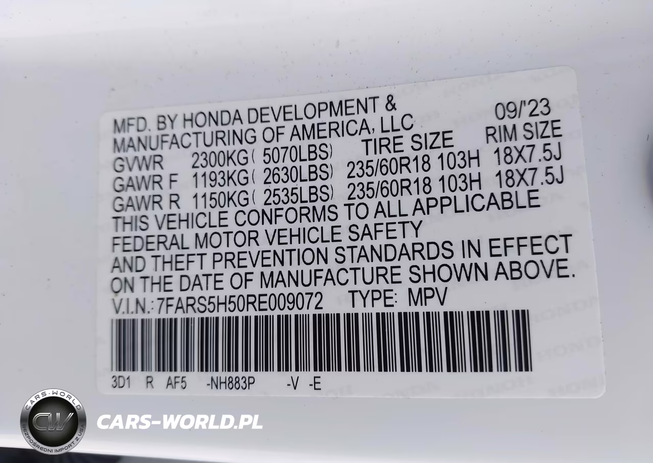 2024 Honda Cr-V Hybrid Sport VIN:7FARS5H50RE009072 - 9