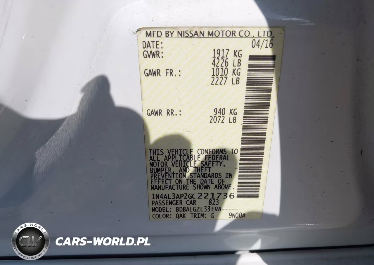 2016 Nissan Altima 2.5-2.5 S-2.5 Sl-2.5 Sr-2.5 Sv VIN:1N4AL3AP2GC221736 - 9