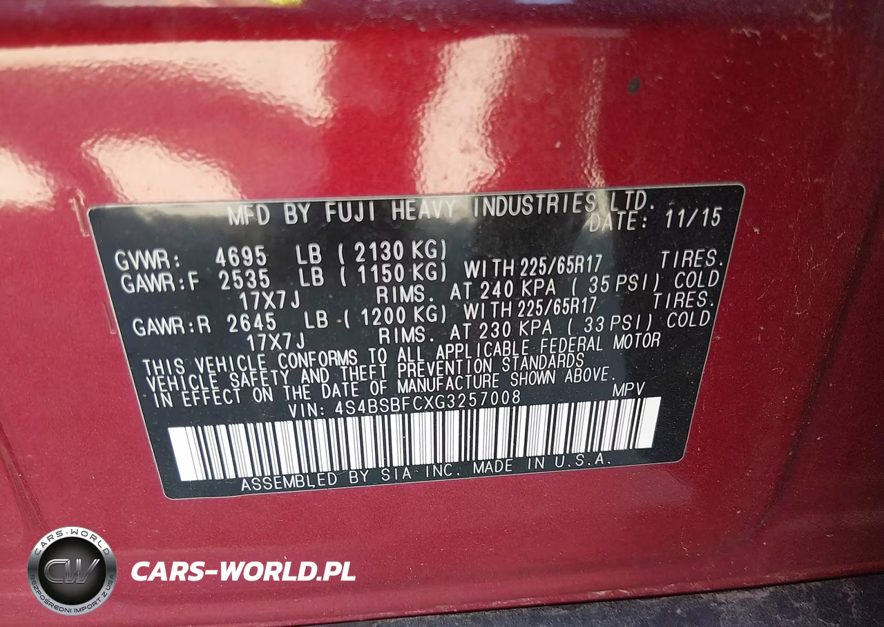 2016 Subaru Outback 2.5I Premium VIN:4S4BSBFCXG3257008 - 9