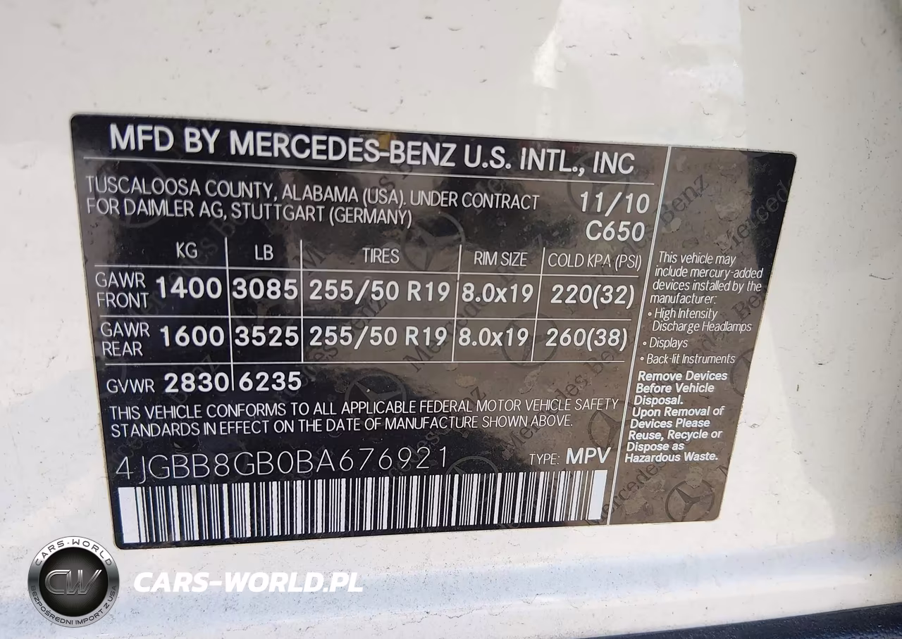2011 Mercedes-Benz Ml 350 4Matic VIN:4JGBB8GB0BA676921 - 9