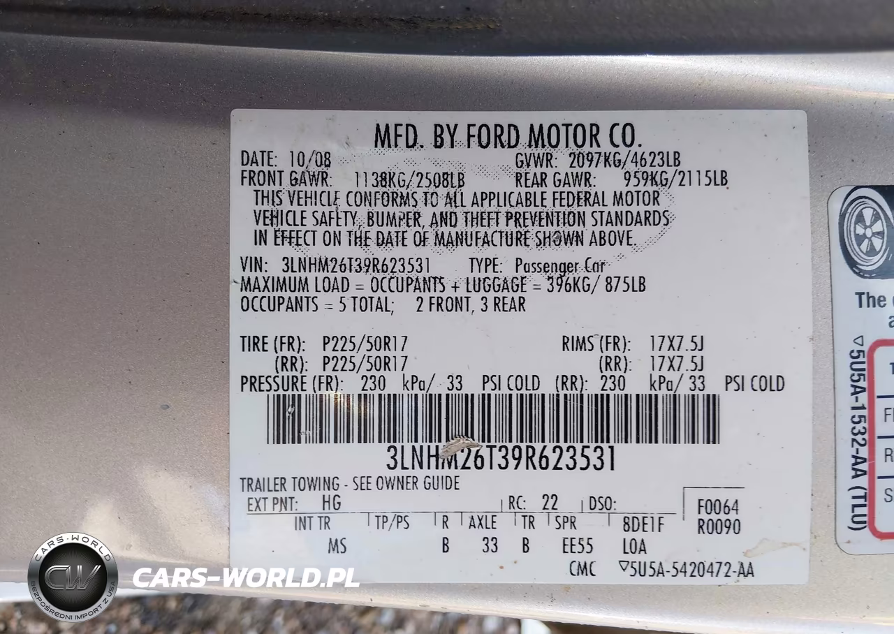 2009 Lincoln Mkz VIN:3LNHM26T39R623531 - 9