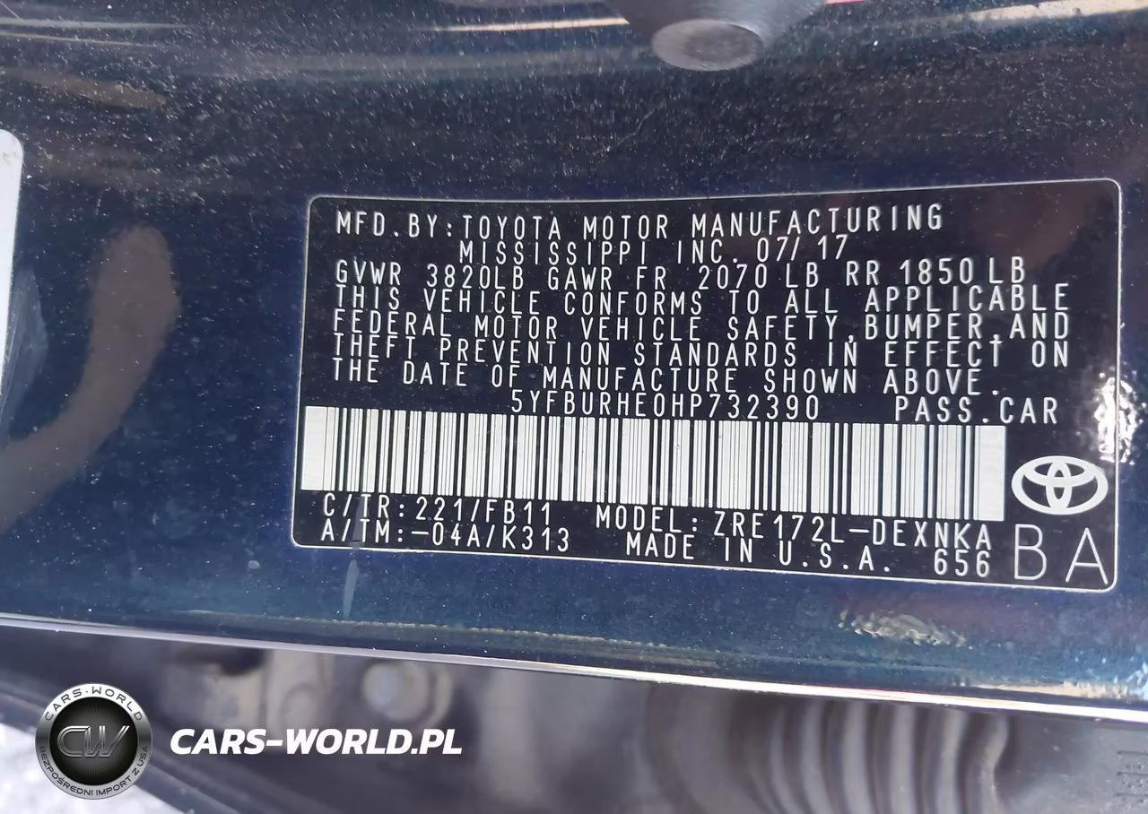 2017 Toyota Corolla Le VIN:5YFBURHE0HP732390 - 9