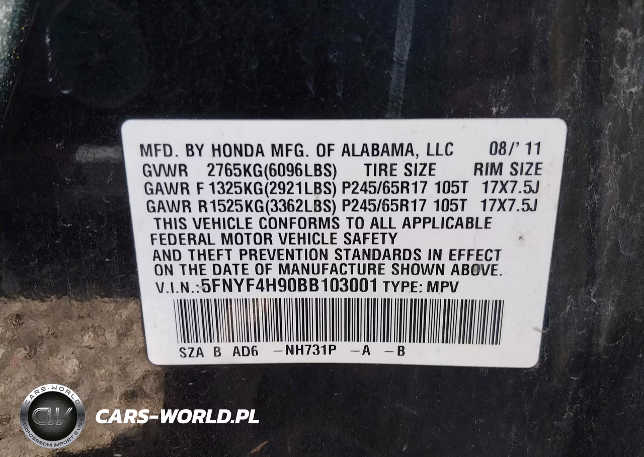 2011 Honda Pilot Touring VIN:5FNYF4H90BB103001 - 9