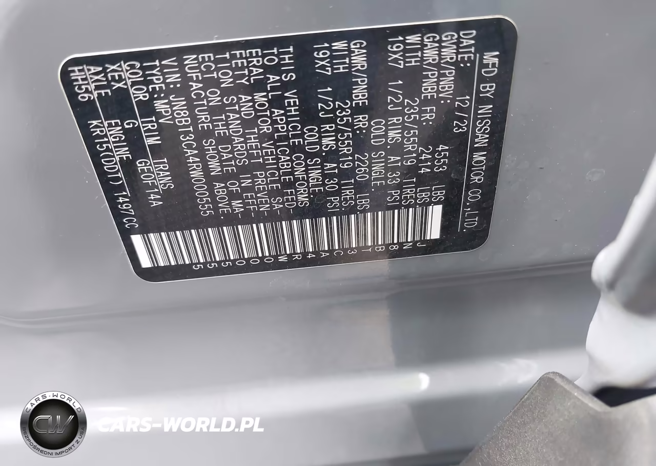 2024 Nissan Rogue Sl Fwd VIN:JN8BT3CA4RW000555 - 9