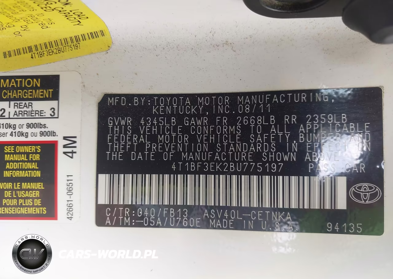 2011 Toyota Camry Le VIN:4T1BF3EK2BU775197 - 9