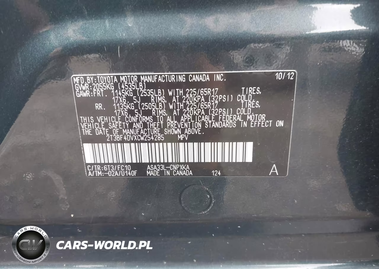 2012 Toyota Rav4 VIN:2T3BF4DVXCW254285 - 9