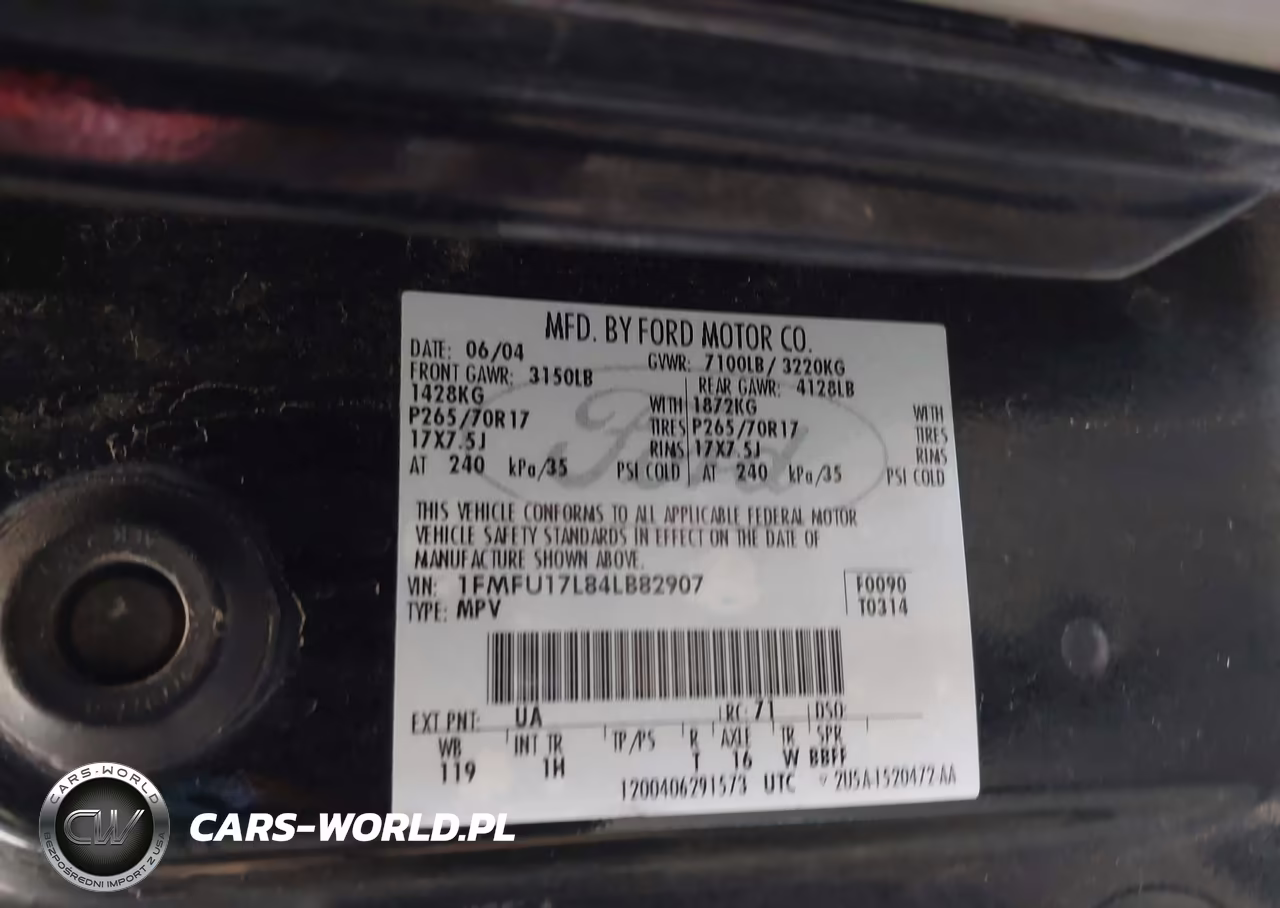2004 Ford Expedition Eddie Bauer VIN:1FMFU17L84LB82907 - 9