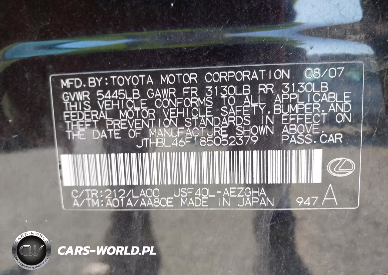 2008 Lexus Ls 460 VIN:JTHBL46F185052379 - 9