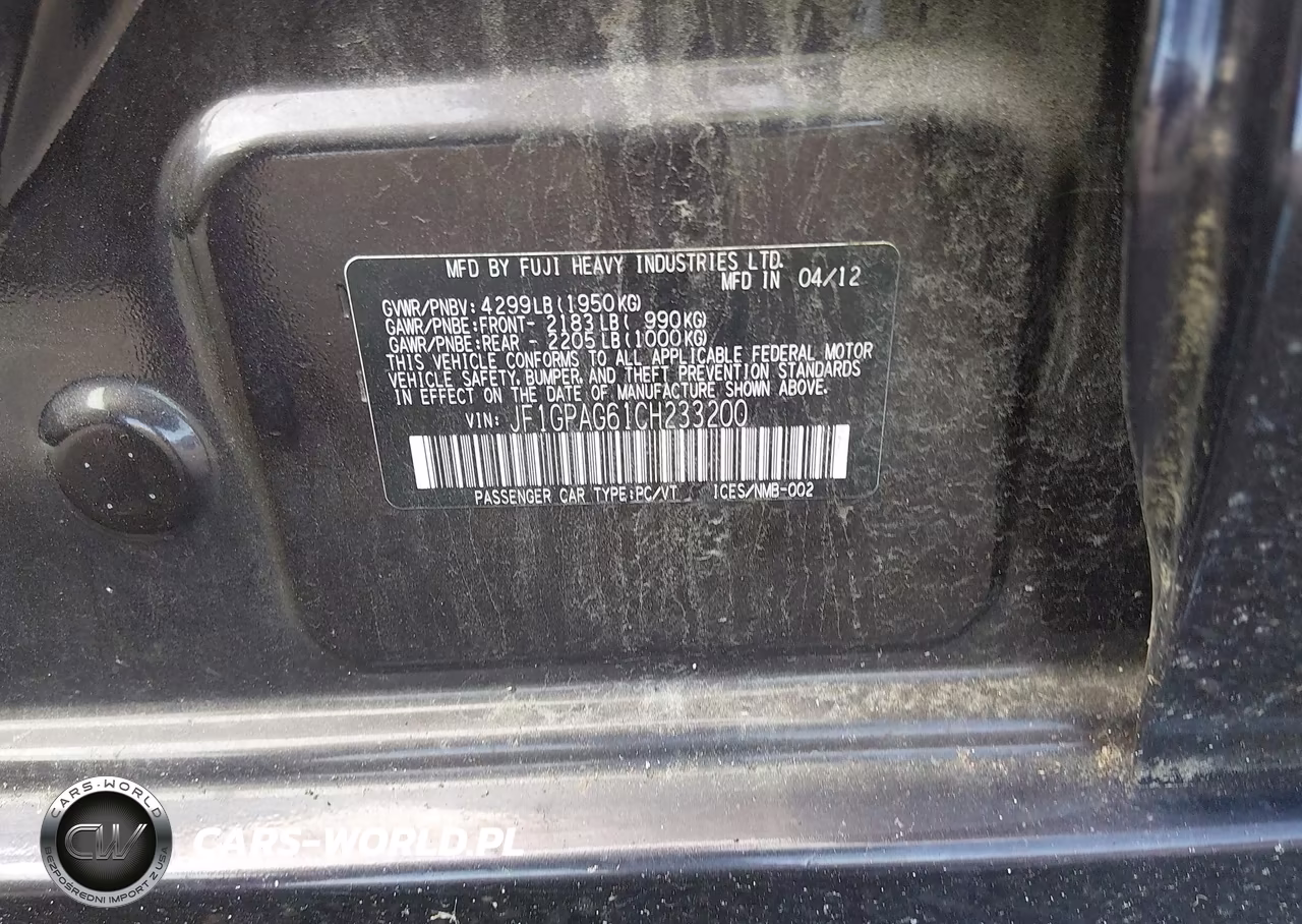 2012 Subaru Impreza 2.0I Limited VIN:JF1GPAG61CH233200 - 9