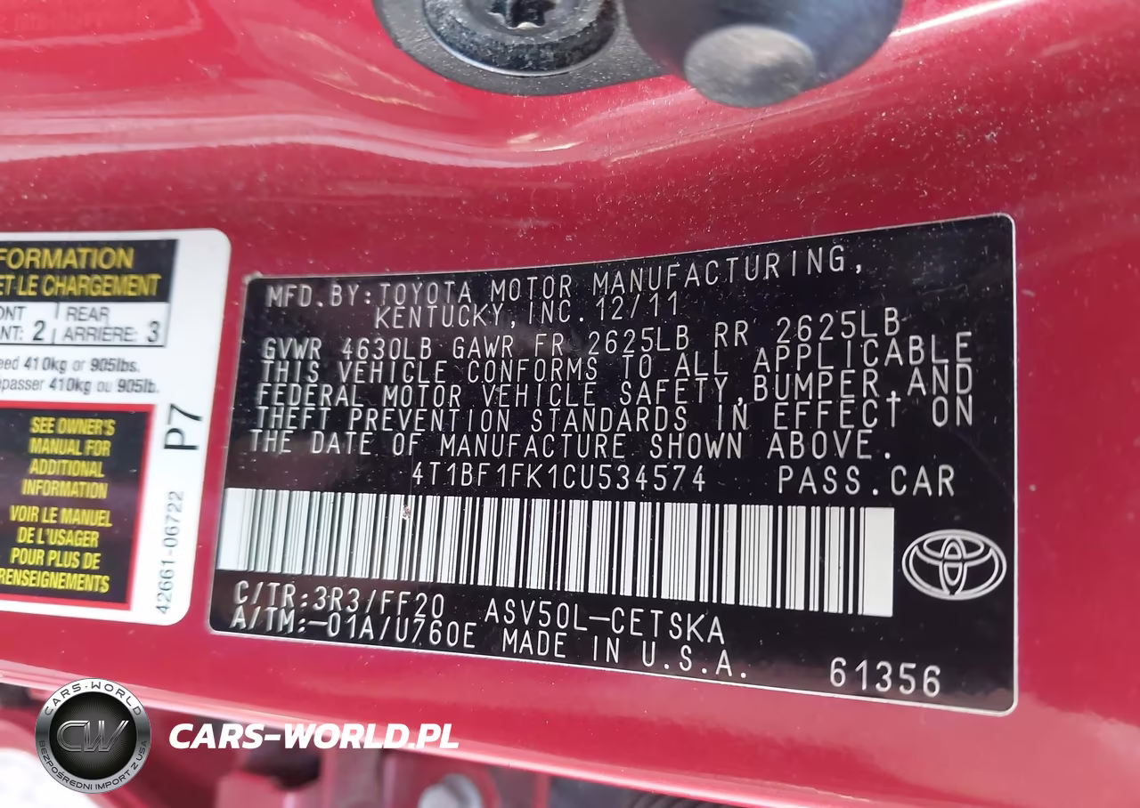 2012 Toyota Camry Se VIN:4T1BF1FK1CU534574 - 9