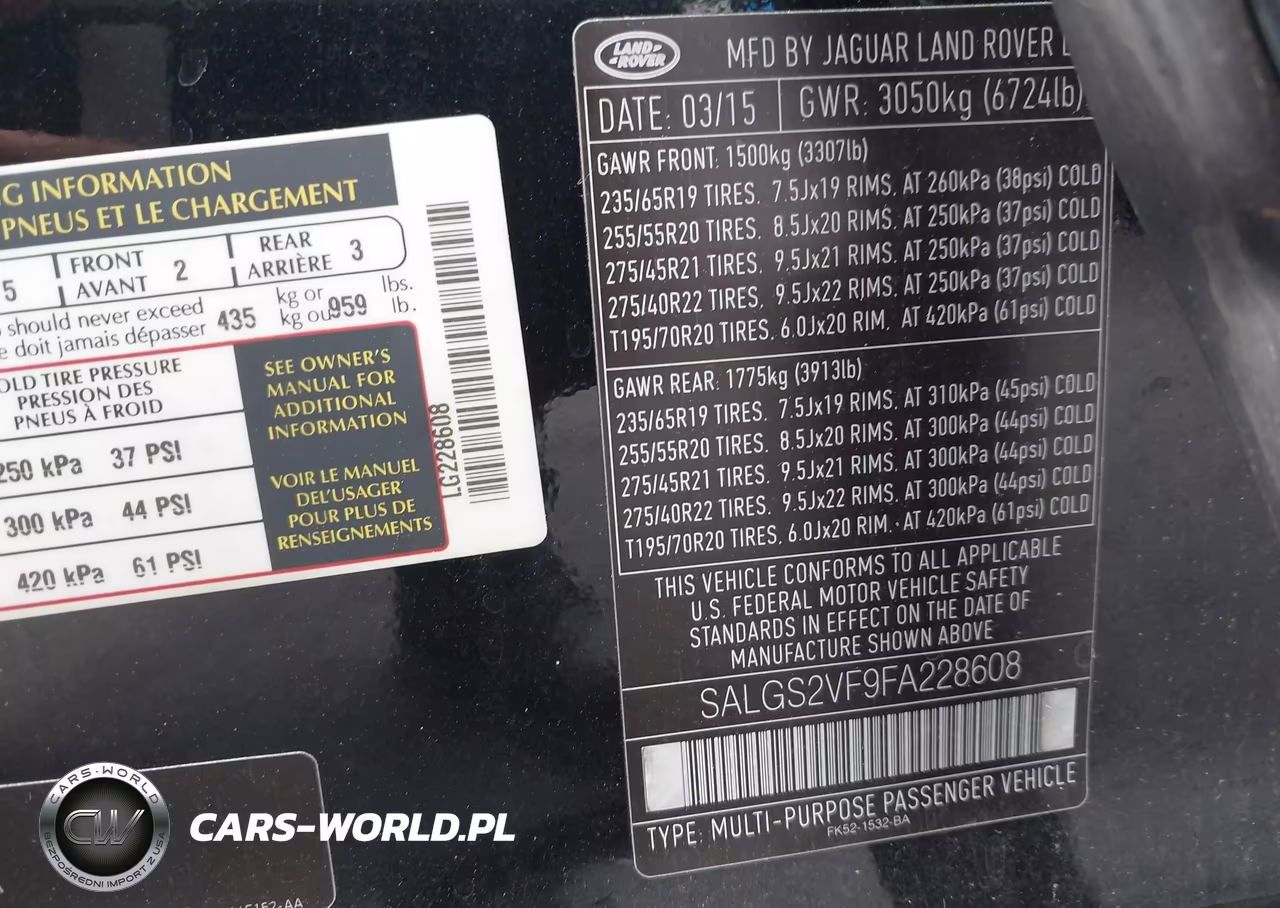 2015 Land Rover Range Rover 3.0L V6 Supercharged Hse VIN:SALGS2VF9FA228608 - 9