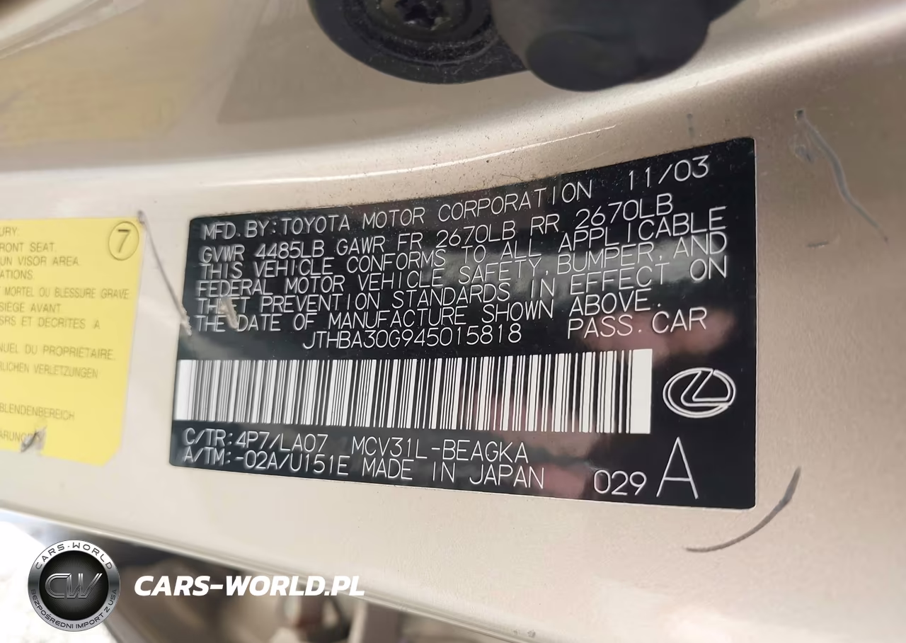 2004 Lexus Es 330 VIN:JTHBA30G945015818 - 9
