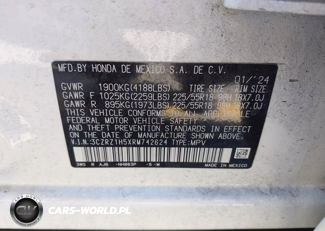 2024 Honda Hr-V 2Wd Sport-2Wd Sport W-O Bsi VIN:3CZRZ1H5XRM742624 - 9