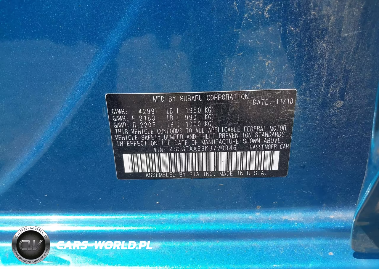 2019 Subaru Impreza 2.0I VIN:4S3GTAA69K3720946 - 9