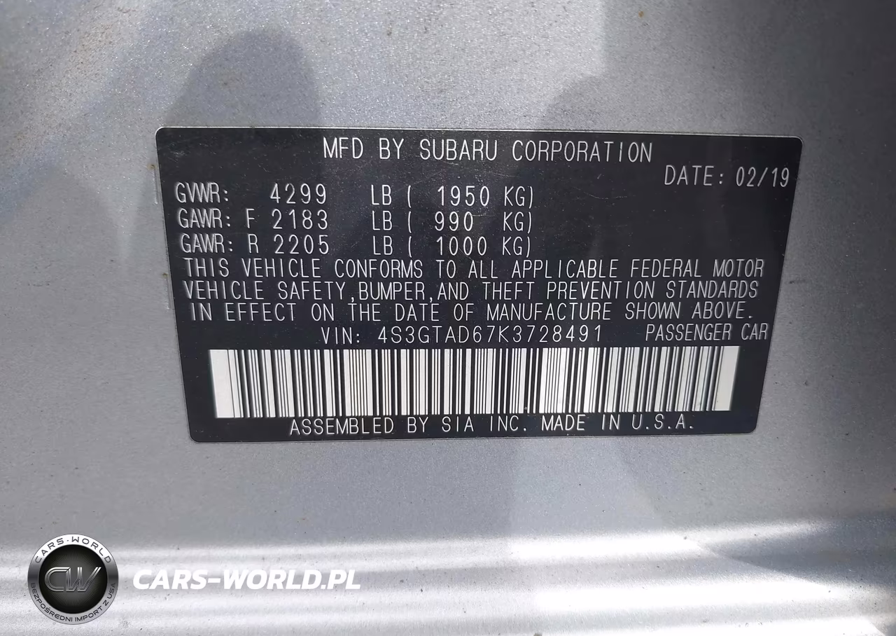 2019 Subaru Impreza 2.0I Premium VIN:4S3GTAD67K3728491 - 9