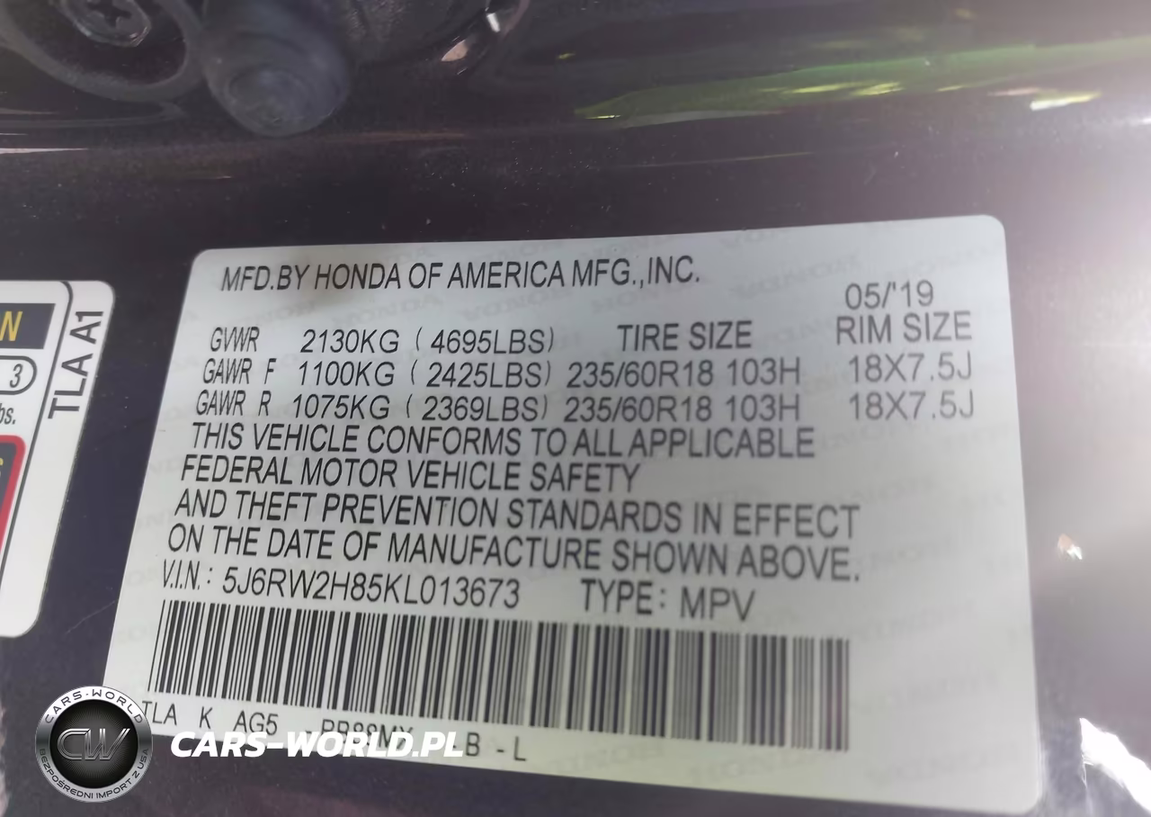 2019 Honda Cr-V Ex-L VIN:5J6RW2H85KL013673 - 9