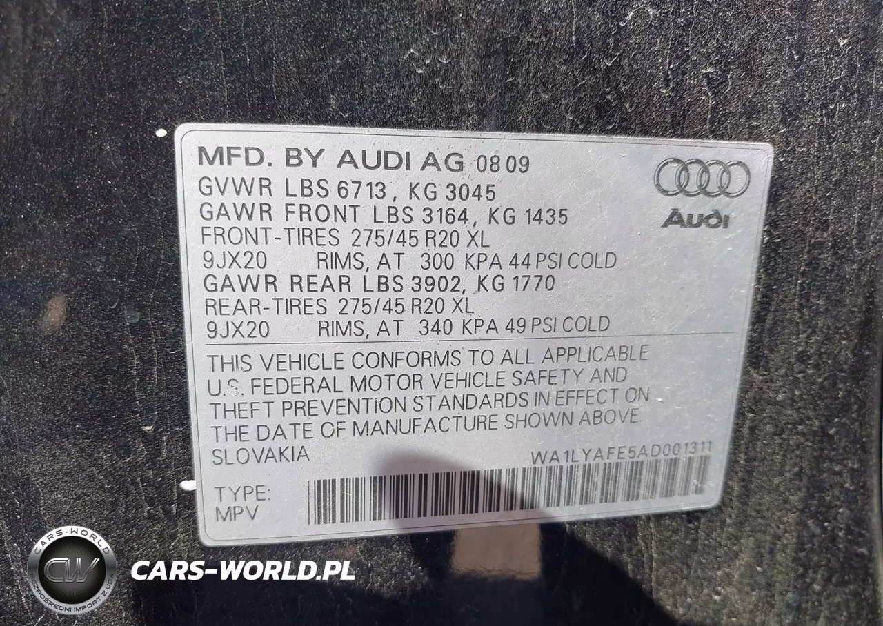 2010 Audi Q7 3.6 Premium VIN:WA1LYAFE5AD001311 - 9