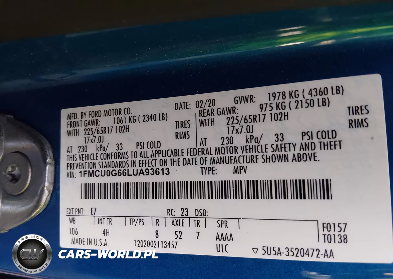 2020 Ford Escape Se VIN:1FMCU0G66LUA93613 - 9