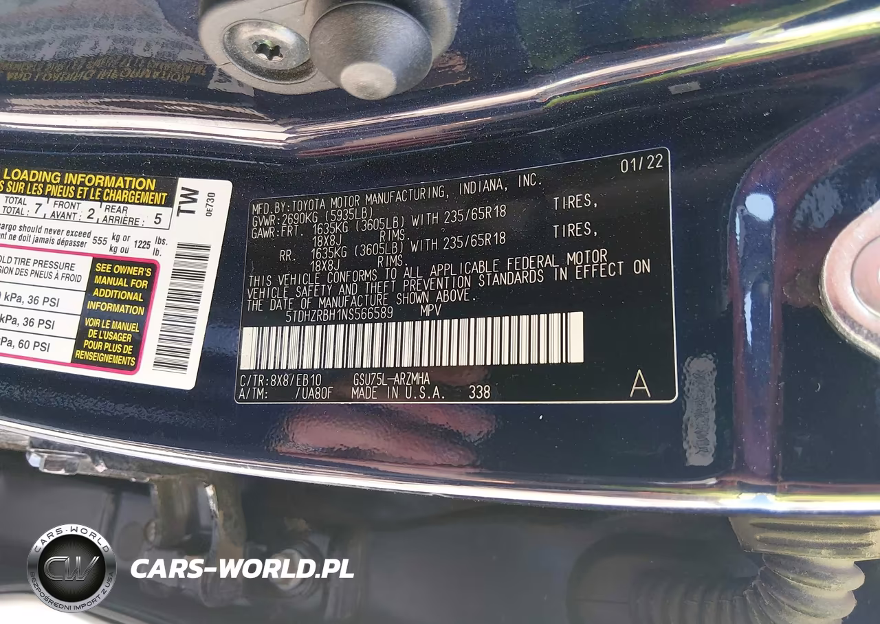 2022 Toyota Highlander Xle VIN:5TDHZRBH1NS566589 - 9