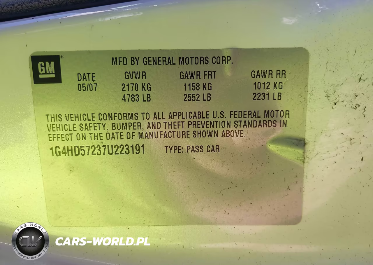 2007 Buick Lucerne Cxl VIN:1G4HD57237U223191 - 9