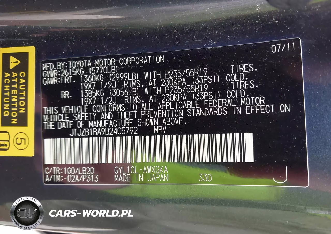 2011 Lexus Rx 450H VIN:JTJZB1BA9B2405792 - 9