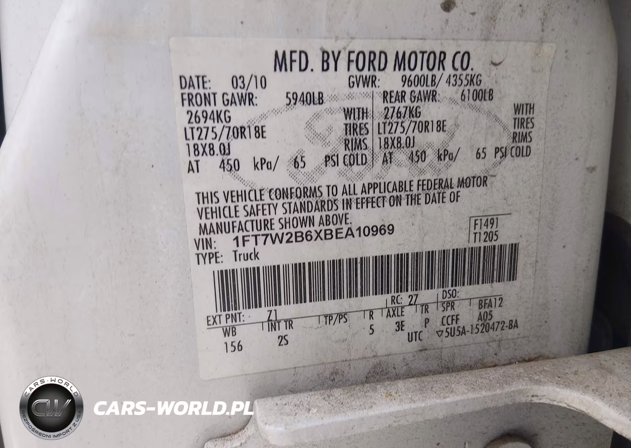 2011 Ford F-250 Xlt VIN:1FT7W2B6XBEA10969 - 9