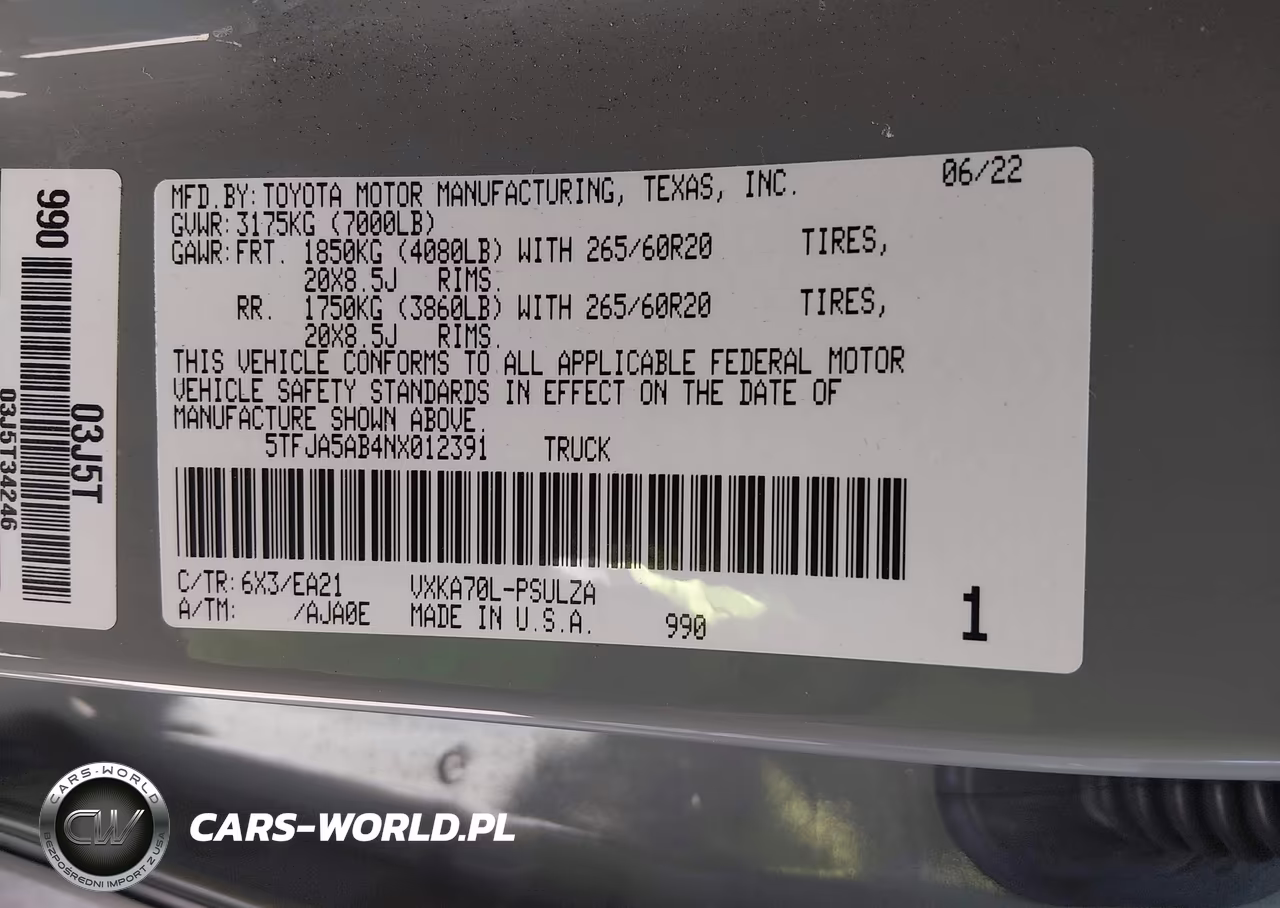 2022 Toyota Tundra Limited VIN:5TFJA5AB4NX012391 - 9