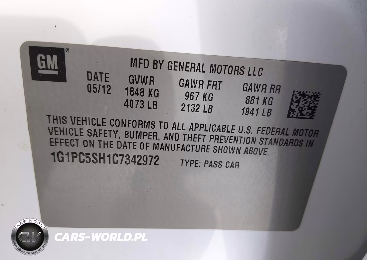 2012 Chevrolet Cruze Ls VIN:1G1PC5SH1C7342972 - 9