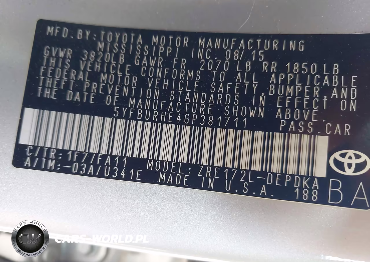 2016 Toyota Corolla L VIN:5YFBURHE4GP381711 - 9