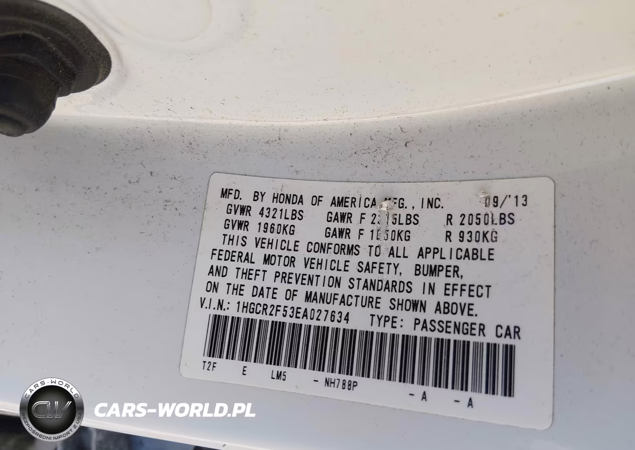 2014 Honda Accord Sport VIN:1HGCR2F53EA027634 - 9