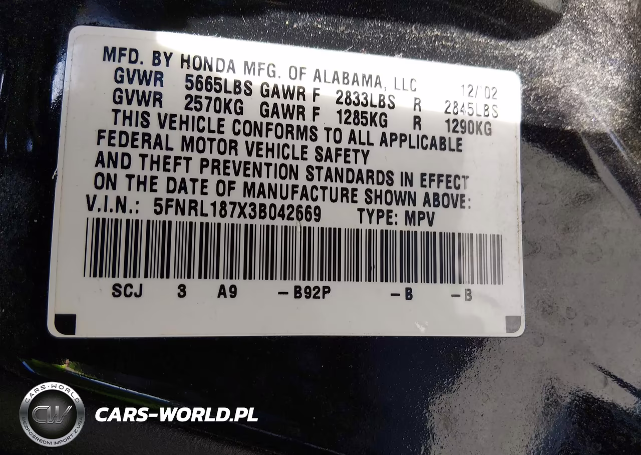 2003 Honda Odyssey Ex-L VIN:5FNRL187X3B042669 - 9