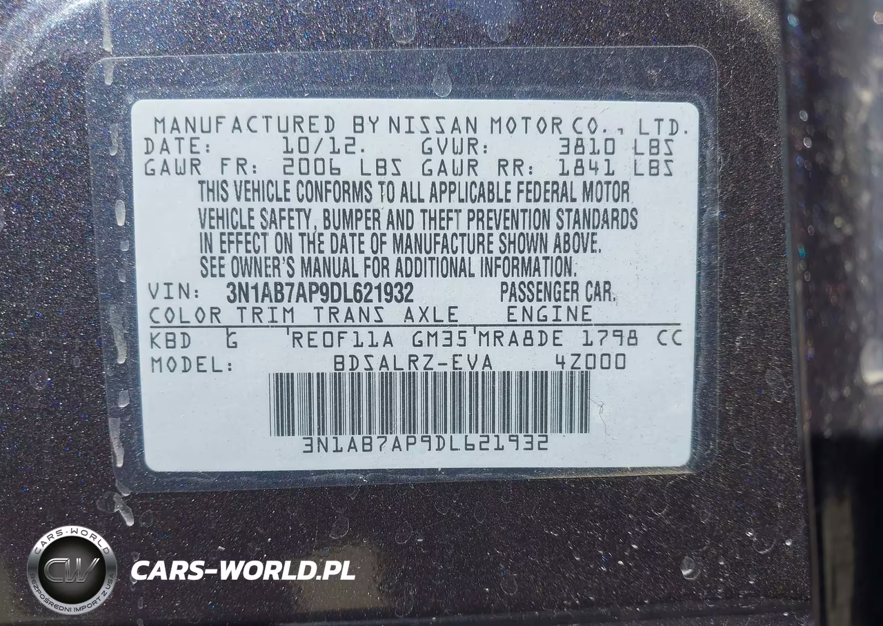 2013 Nissan Sentra Sr VIN:3N1AB7AP9DL621932 - 9