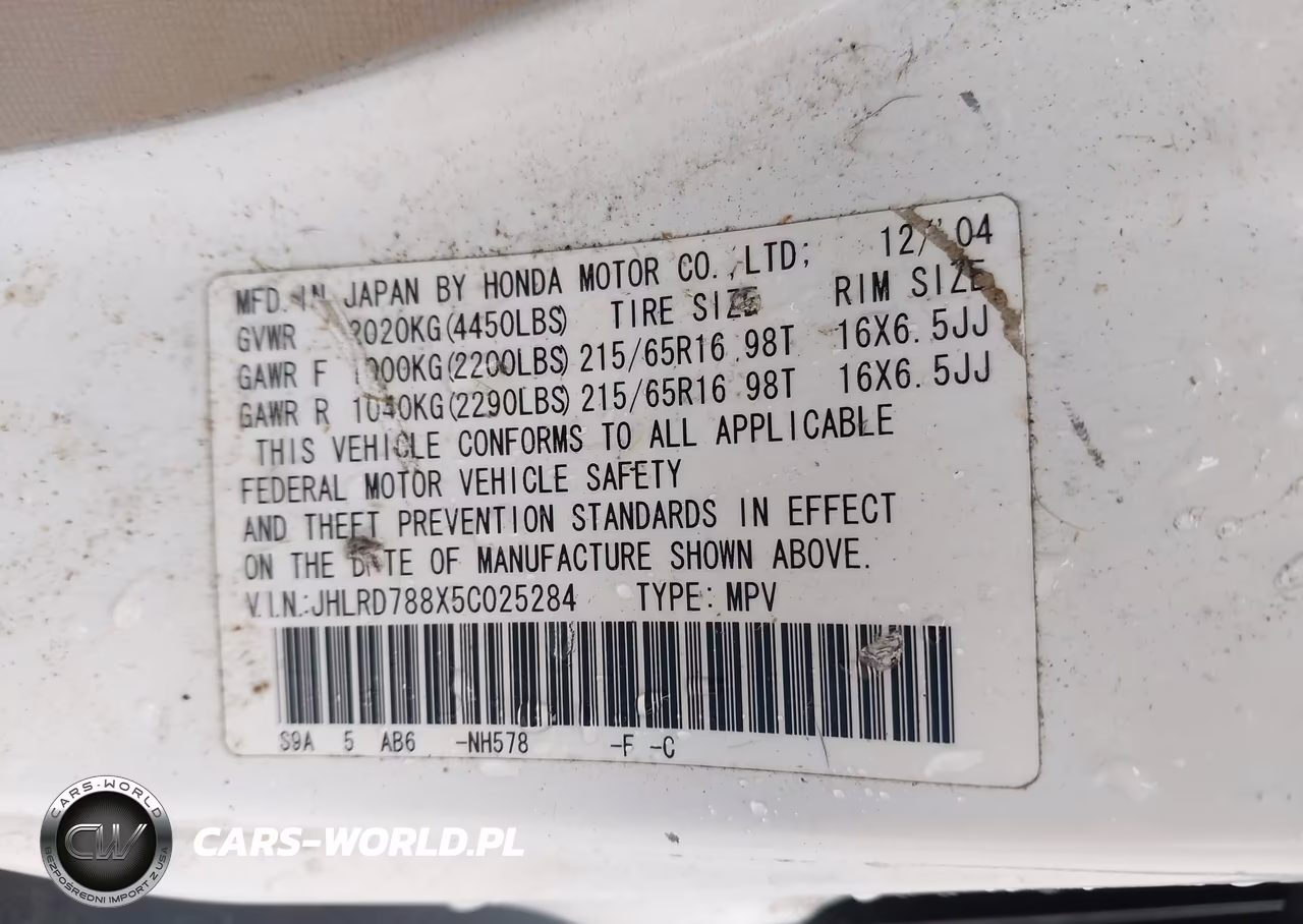 2005 Honda Cr-V Ex VIN:JHLRD788X5C025284 - 9