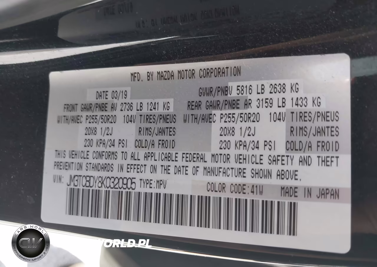 2019 Mazda Cx-9 Grand Touring VIN:JM3TCBDY8K0320905 - 9