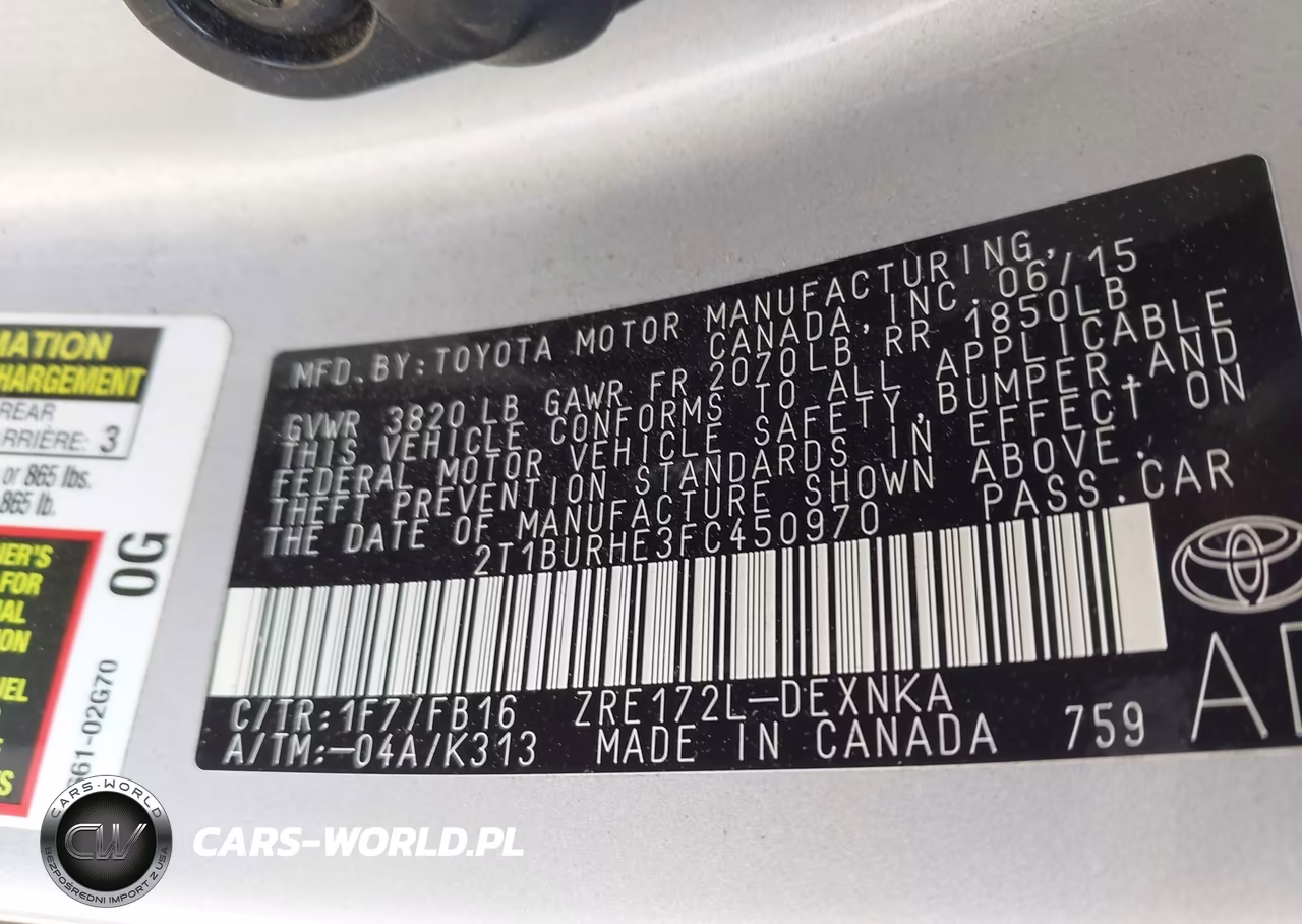 2015 Toyota Corolla L-Le-Le Pls-Prm-S-S Pls VIN:2T1BURHE3FC450970 - 9