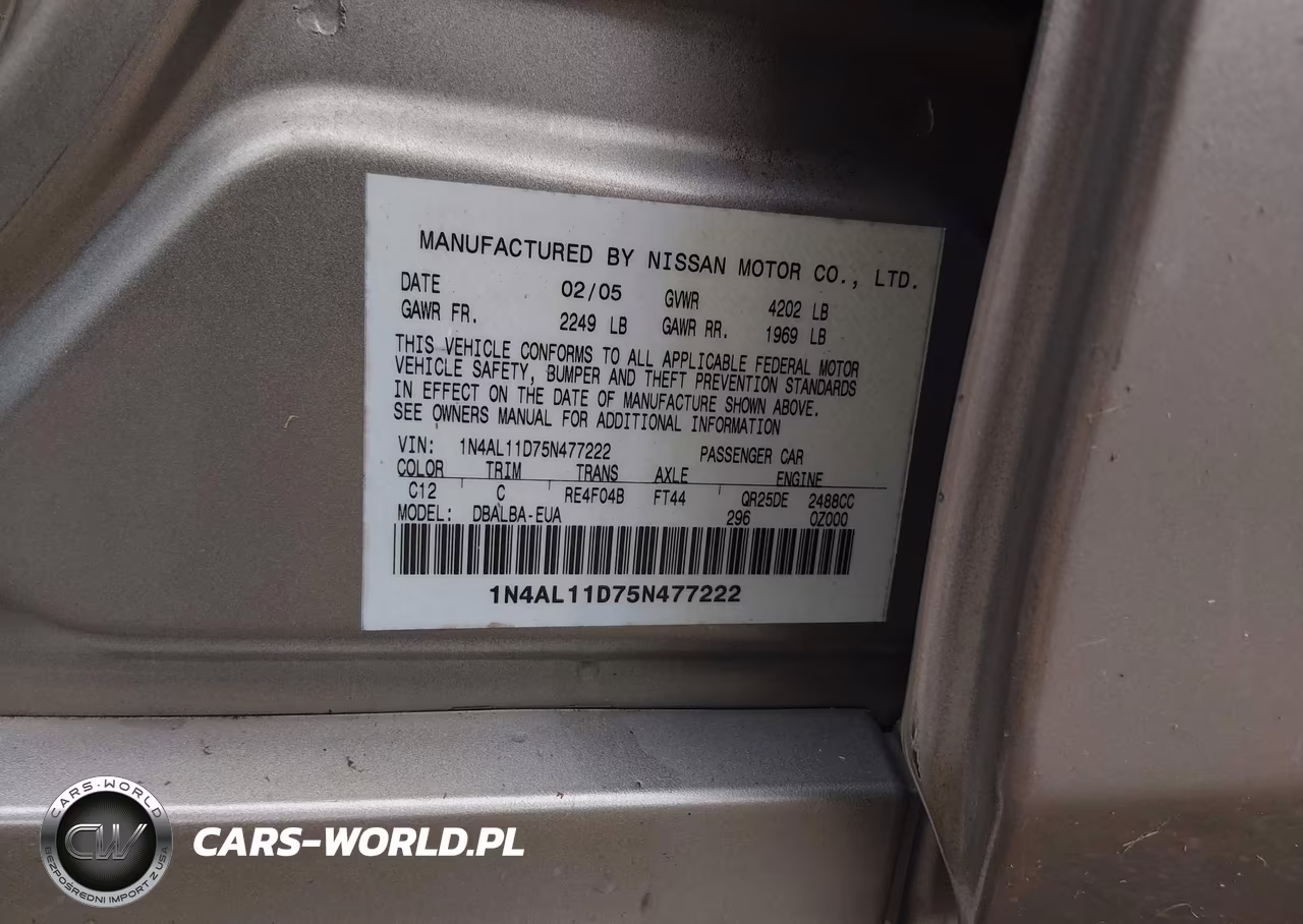 2005 Nissan Altima 2.5 S VIN:1N4AL11D75N477222 - 9