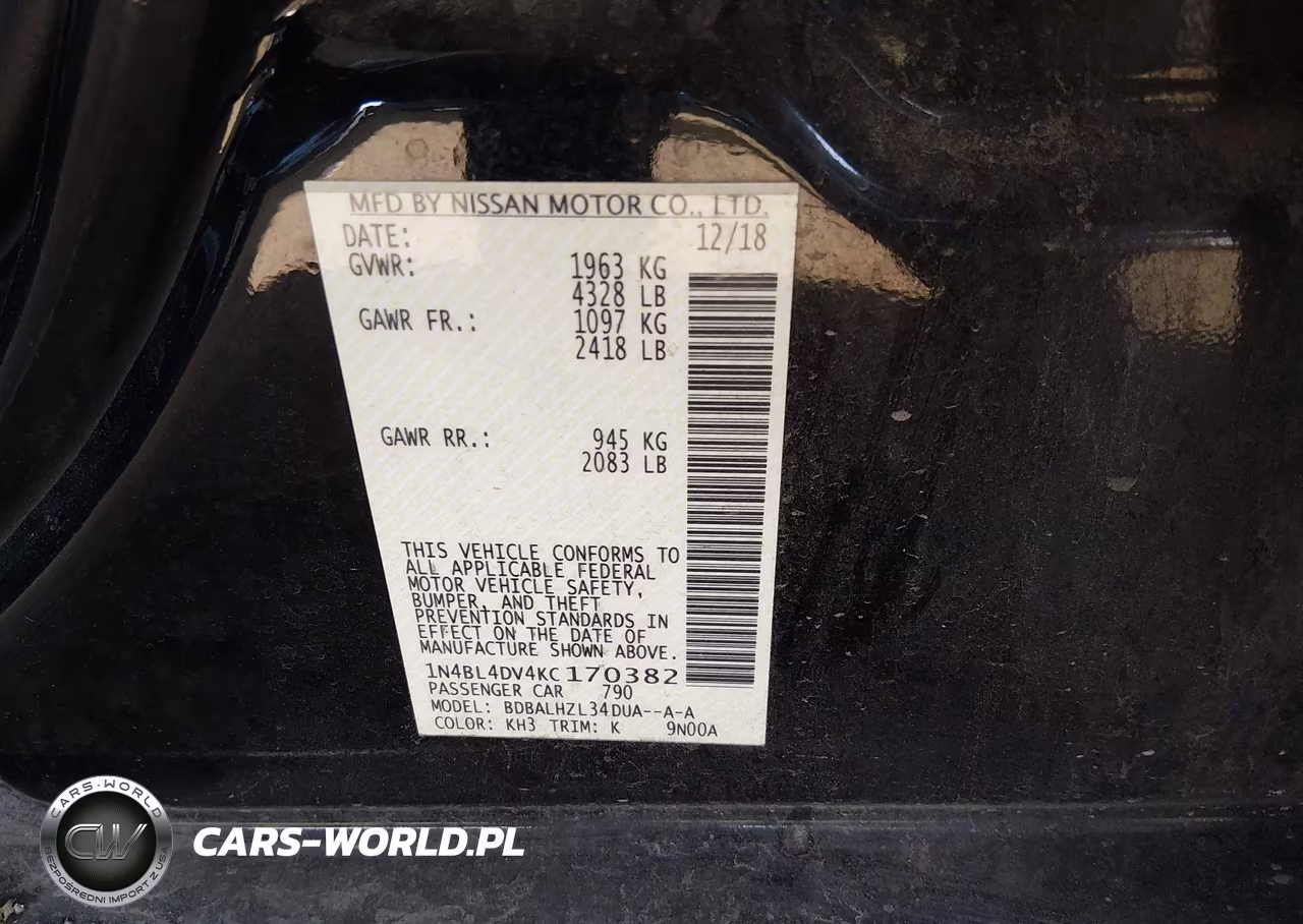 2019 Nissan Altima 2.5 Sv VIN:1N4BL4DV4KC170382 - 9